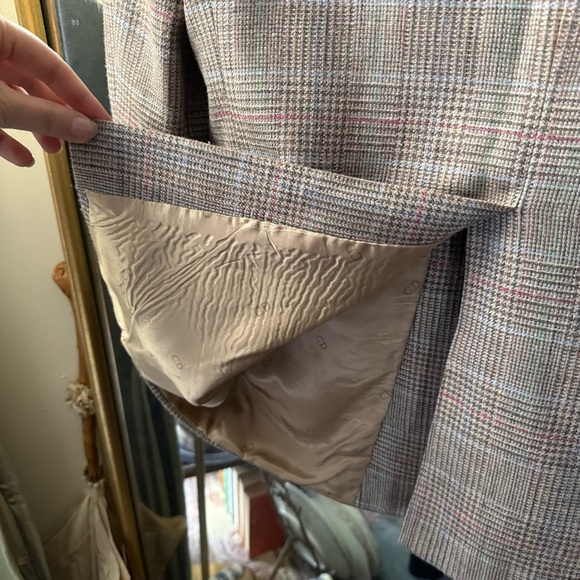 Christian Dior Men's Beige, Blue, & Pink Tweed Plaid Suit Jacket Blazer - Picture 11 of 11